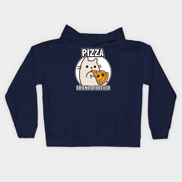 Cat and Pizza Friends forever Kids Hoodie by GlanceCat